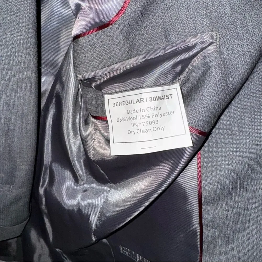 Pronto Uomo The Men's Warehouse Modern Fit Wool Blend Suit Charcoal Gray 36R